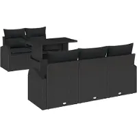 vidaXL Tuinbank Set 6 st Zwart poly rattan