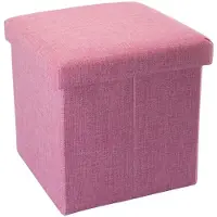 Intirilife opvouwbare kruk zitzak stoel 30 x 30 x 30 cm in kersenroze opbergdoos kubus opbergdoos linnenlook met deksel