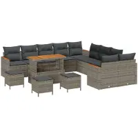 vidaXL Tuinbank Set 18 st 12-Aantal zitplaatsen Grijs poly rattan