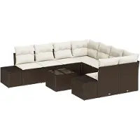 vidaXL Tuinbank Set 9 st Bruin en Crème poly rattan