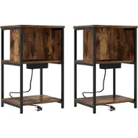 vidaXL Nachtkastje 2 st Rook Eiken 38 x 31 x 61 cm Bewerkt hout