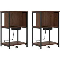 vidaXL Nachtkastje 2 st Bruin Eiken 38 x 31 x 61 cm Bewerkt hout