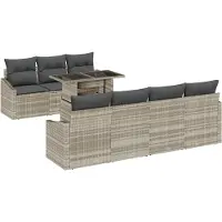 vidaXL Tuinbank Set 8 st Lichtgrijs poly rattan