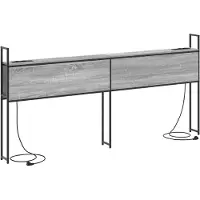 vidaXL Opslage hoofdbord met oplaadstation Grijs sonoma Bewerkt hout
