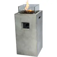 Teamson Home Grote Hoog Beton Gas Vuurtafel - Met Windscherm, Lavastenen & Omslag