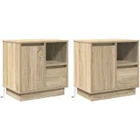vidaXL Nachtkastje 2 st Sonoma Eik 50 x 34,5 x 50 cm. Bewerkt hout