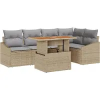 vidaXL Tuinbank Set 6 st Beige Poly rattan