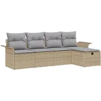 vidaXL Tuinbank Set 5 st Beige en Lichtgrijs poly rattan