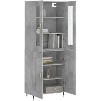 vidaXL Hoge kast 69,5x34x180 cm bewerkt hout betongrijs
