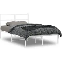 vidaXL Bedframe met hoofdbord metaal wit 120x200 cm