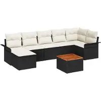 vidaXL Tuinset met 8 zitplaatsen, zwart, van polyrotan
