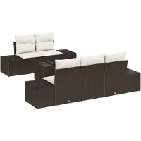 vidaXL Tuinbank Set 6 st Bruin en Crème poly rattan