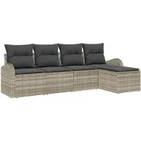 vidaXL Tuinbank Set 5 st Lichtgrijs poly rattan