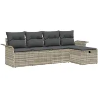 vidaXL Tuinbank Set 5 st Lichtgrijs poly rattan