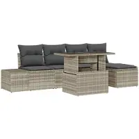 vidaXL Tuinbank Set 6 st Lichtgrijs poly rattan