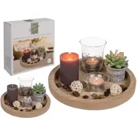 Out of the blue Natuurlijk Houten Decoratiebord - Lichtgewicht - 23 x 23 x 9 cm