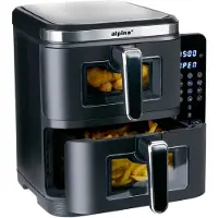Alpina Dubbele Airfryer XXL - 2 x 5.5L Manden - Heteluchtfriteuse 11 Liter - 12 Programma's - 2800 W - Zwart