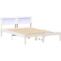 vidaXL Bedframe met hoofdeinde Wit 140 x 190 cm Massief grenenhout
