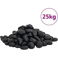 vidaXL Kiezelstenen gepolijst 2-5 cm 25 kg zwart