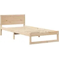 vidaXL Bedframe met hoofdeinde Naturel 90 x 190 cm Massief grenenhout