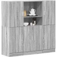 vidaXL 3-delige Keukenkastenset bewerkt hout grijs sonoma eikenkleur