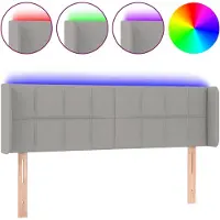vidaXL Hoofdbord LED 147x16x78/88 cm stof lichtgrijs
