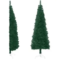 vidaXL Kunstkerstboom half met standaard smal 240 cm groen