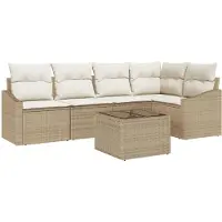vidaXL Tuinbank Set 6 st Beige en Crème poly rattan