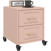 vidaXL Nachtkastjes 2 st 36x39x43,5 cm staal roze