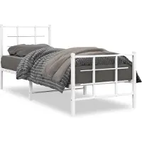 vidaXL Bedframe met hoofdeinde en voeteneinde, metaal, wit, 75x190 cm