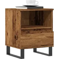 vidaXL Nachtkastje 40x35x50 cm bewerkt hout oud houtkleurig