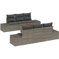 vidaXL Tuinbank Set 7 st Grijs poly rattan