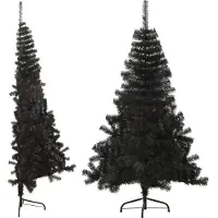 vidaXL Kunstkerstboom met standaard half 120 cm PVC zwart