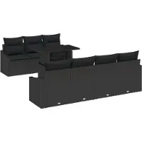 vidaXL Tuinbank Set 8 st Zwart poly rattan
