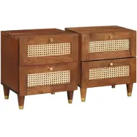 vidaXL Nachtkastje 2 pcs Bruin 40 x 33,5 x 46 cm Massief acaciahout