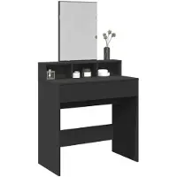 vidaXL Kaptafel met spiegel 80x41x144,5 cm zwart