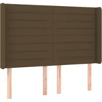vidaXL Hoofdbord met randen 147x16x118/128 cm stof donkerbruin