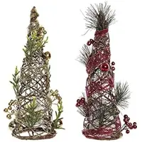Sublime Market Connect Christmas Tree Red Green Golden 16 x 16 x 41 cm Plastic (2 Units)