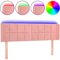 vidaXL Hoofdbord LED 147x16x78/88 cm fluweel roze
