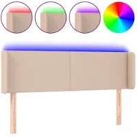 vidaXL Hoofdbord LED 147x16x78/88 cm kunstleer cappuccinokleurig