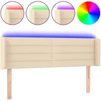 vidaXL Hoofdbord LED 147x16x78/88 cm stof crèmekleurig