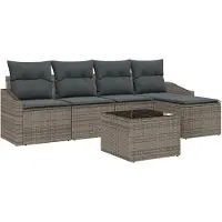 vidaXL Bankstel 6 st Lichtgrijs poly rattan