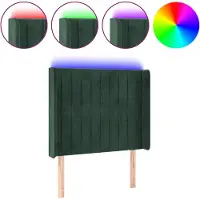 vidaXL Hoofdbord LED 103x16x118/128 cm fluweel donkergroen
