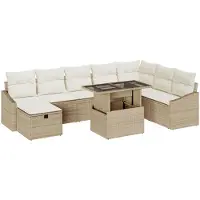 vidaXL Tuinbank Set 9 st poly rattan