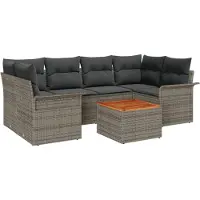vidaXL Tuinbank Set 7 st Grijs poly rattan