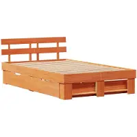 vidaXL Bedframe met lade Wasbruin 120 x 200 cm Massief grenenhout
