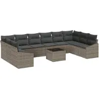 vidaXL Tuinbank Set met opslag Lichtgrijs poly rattan
