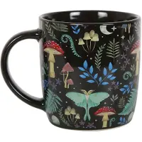 Something Different - Dark Forest Print Mok/beker - met Paddenstoelen en Mot - (hxbxd) ca. 9,2cm x 12,2cm x 8,7cm - Multicolours