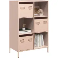 vidaXL Hoge kast 68x39x103,5 cm staal roze