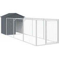 vidaXL Hondenhuis met dak, antraciet, 117x405x123 cm, verzinkt staal